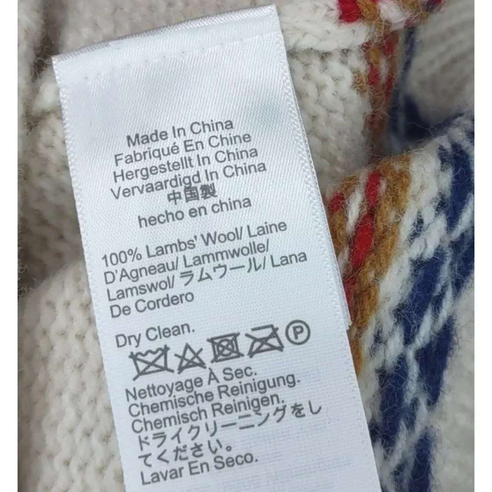 J. CREW Men's 100% Lambswool Fair Isle Yoked Crewneck Sweater Size M / NWOT
